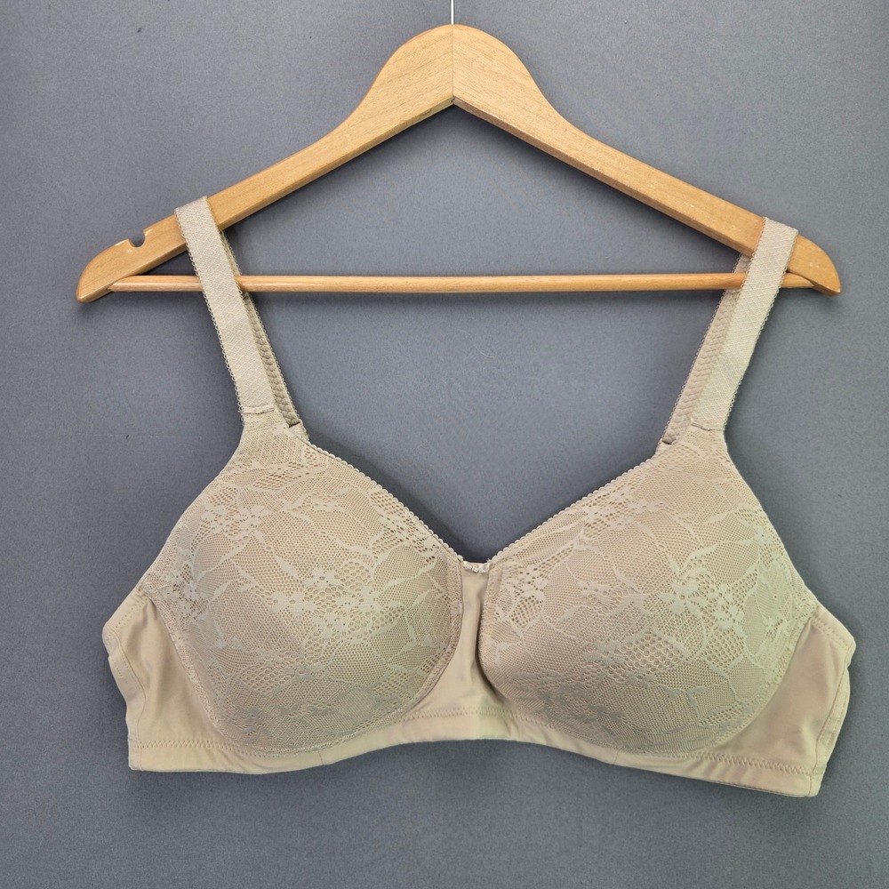 Vanity Fair Bra 72243 Beauty Back Wirefree Lace 40C Beige Full Figure Support